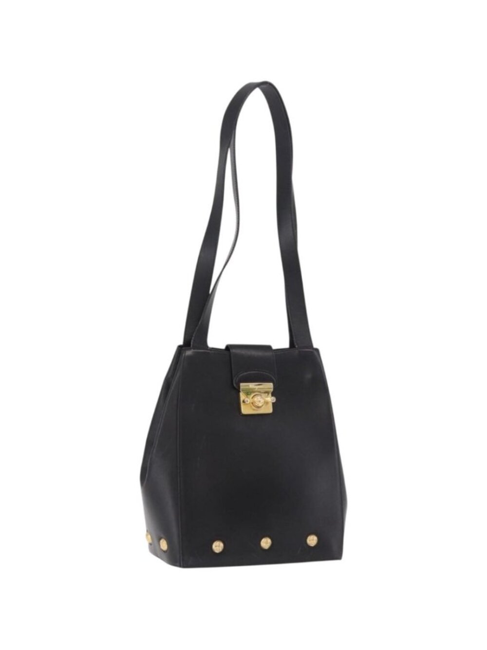 Salvatore Ferragamo Shoulder Bag Leather Black Gold